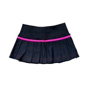 Vintage Y2K Low Rise Pleated Mini Skirt Black Pink Punk S/6